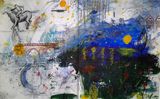 Dessin Nuit etoilee sur la loire by Sohyun Park  contemporary artwork drawing painting print works on paper