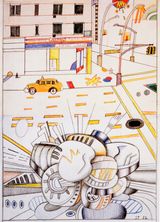 Union Square by Saul Steinberg contemporary artwork drawing painting works on paper