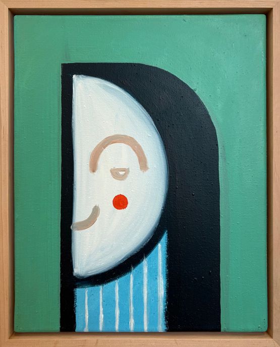 Woman in front of Green by Leonhard Hurzlmeier contemporary artwork Painting