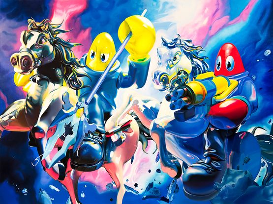 Battle Scene XXX from The Lobstar Planet by Philip Colbert contemporary artwork Painting