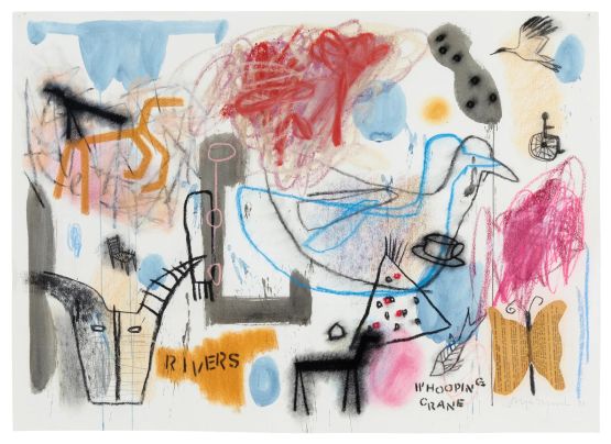 Whooping Crane by Jaune Quick-To-See Smith contemporary artwork Works on Paper