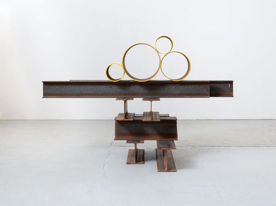 Simple Position Yellow Cylinders by Jose Davila contemporary artwork Sculpture