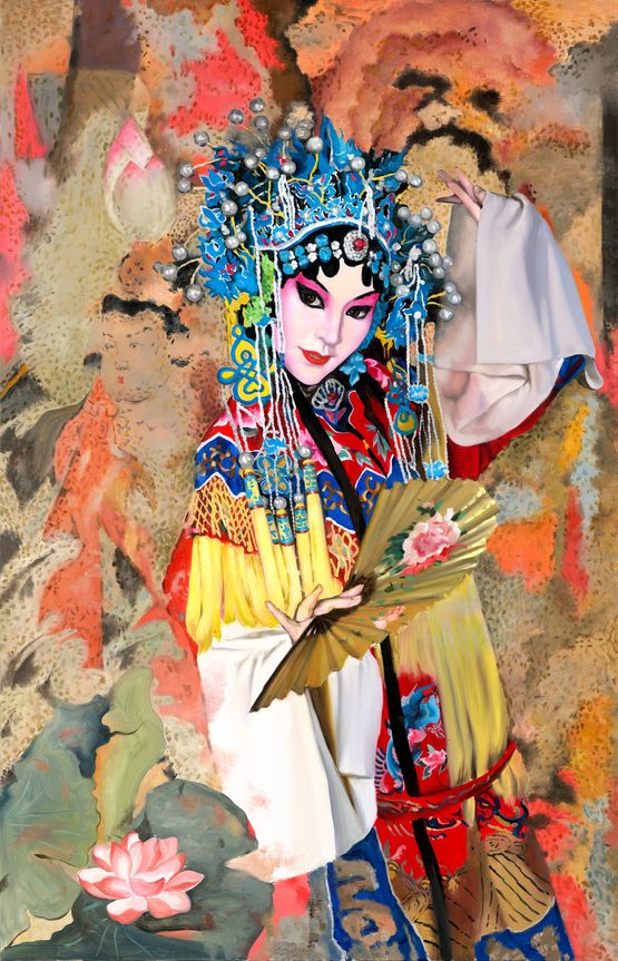 The Drunken Beauty by Mi Qiaoming contemporary artwork Painting