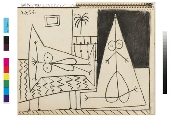 Deux personnages dans un interieur page from Carnet 1046 by Pablo Picasso contemporary artwork Works on Paper