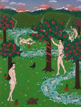 Coming to the End of the Phalus Sea Cain and Able Montage I by Laura Williams contemporary artwork painting