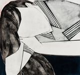 Untitled close up lying figure by Iris Schomaker contemporary artwork painting works on paper