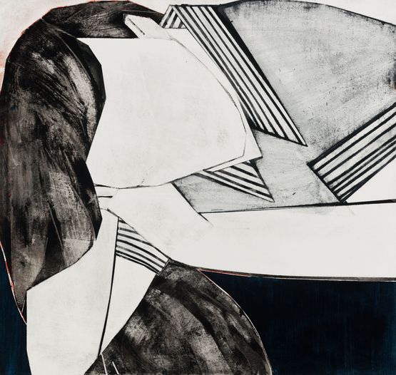 Untitled close up lying figure by Iris Schomaker contemporary artwork Painting