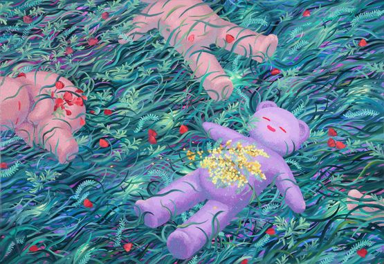 Children of flowers -Night- by Eguchi Ayane contemporary artwork Painting