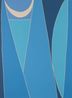 Twin moons on the interlinked blue night by Hyun Jung Ahn contemporary artwork Painting