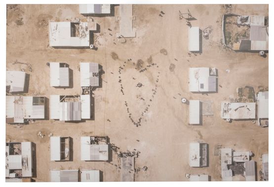 Migrants Coeur Quadrichromie Jordanie by JR contemporary artwork Photography
