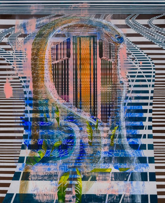 Ceramic Kissing Geese and Central Bank of West African States Abidjan 2 by Cui Jie contemporary artwork Painting