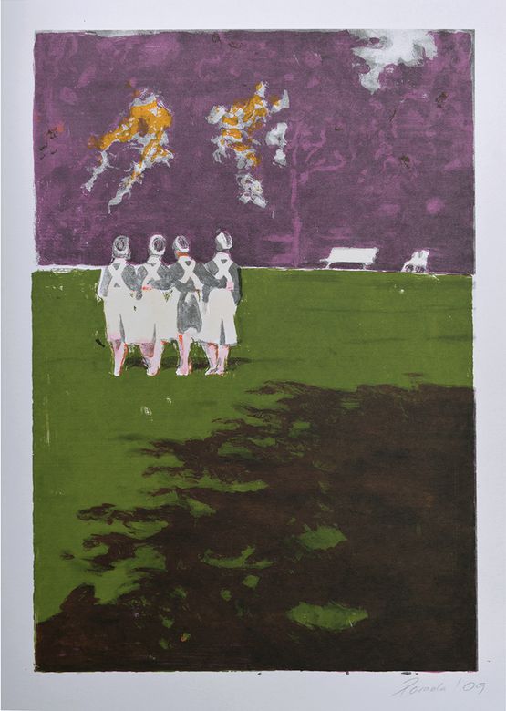 Schwestern im Park by Helena Parada Kim contemporary artwork Print