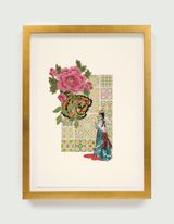 a cup of tea a bit of war II by Suchitra Mattai contemporary artwork painting textile works on paper