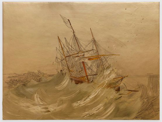 Gold Ship Better Days by Whitney Bedford contemporary artwork Painting