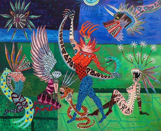 Sirens of St Antonin Give Praise Hell Raise by Jordan Kerwick contemporary artwork Painting