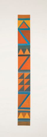 B7- Bedouin kilim pattern with 2 orange triangles at the bottom by Chant Avedissian contemporary artwork works on paper