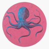 Purple Octopus on Pink Background by Charles Hascoet contemporary artwork painting