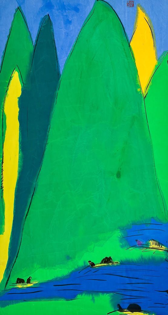 Cruising on the Emerald River by Walasse Ting contemporary artwork Painting