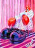 Seated Lobster Portrait Pink by Philip Colbert contemporary artwork Painting