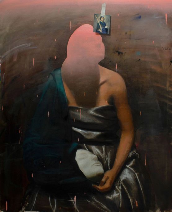 How beautiful you are my love Your eyes are like doves through your veil. by Marcos Lozano Merchan contemporary artwork Painting