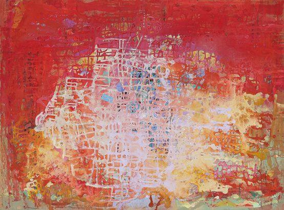 Circuit head with symbols by Yi Kai contemporary artwork Painting