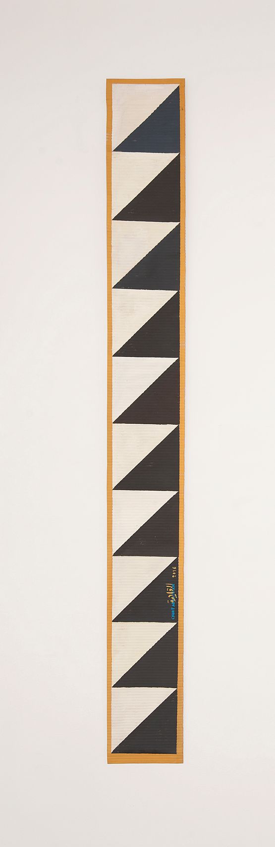 B11 - Ancient Egyptian pattern dark grey triangles on white by Chant Avedissian contemporary artwork Painting