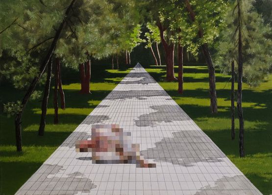 A man who has been censored by Maryam Yusifaliyeva contemporary artwork Painting