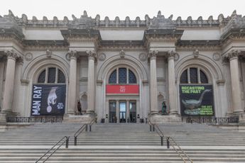 Contemporary art exhibition Jeffrey Gibson The Animal That Therefore I Am The Genesis Facade Commission at Metropolitan Museum of Art New York United States
