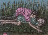 Two material bodies mine and my best friends by Johanna Helmuth contemporary artwork painting works on paper