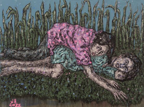 Two material bodies mine and my best friends by Johanna Helmuth contemporary artwork Painting