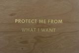 Protect Me From What I Want - gold Truism series by Jenny Holzer contemporary artwork sculpture print