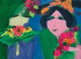 Two Beauties Gossiping by Walasse Ting contemporary artwork works on paper