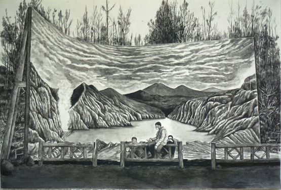 Selfie Spot Ijen by Maryanto contemporary artwork Drawing