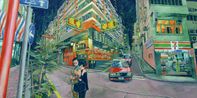 Pre-shooting press conference for the Mood of Love in 1999 at Lin Heung Tea House by Chow Chun Fai contemporary artwork Painting