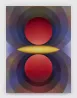 Overview Effect in red and yellow with large mandorla by Loie Hollowell contemporary artwork Painting