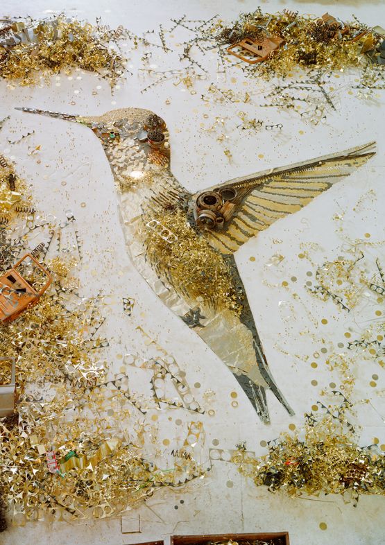 Scrap Metal Humming Bird by Vik Muniz contemporary artwork Painting