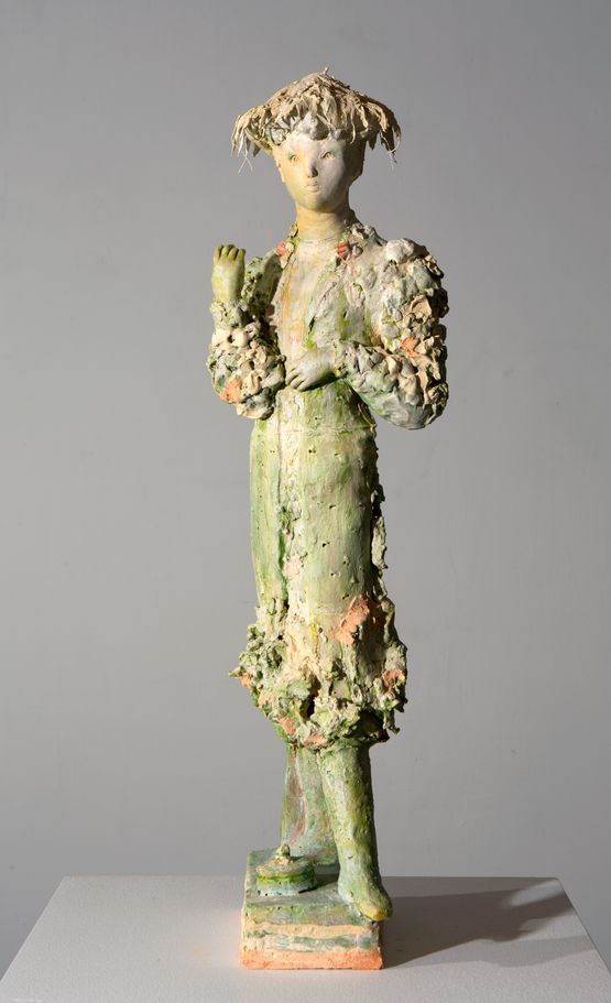 Woman with Exaleiptron by Linda Marrinon contemporary artwork Sculpture