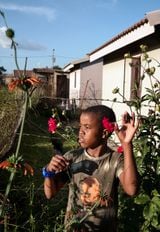 Yonelisa Samela in his grandmothers garden during South Africas first lockdown by Lindokuhle Sobekwa contemporary artwork print