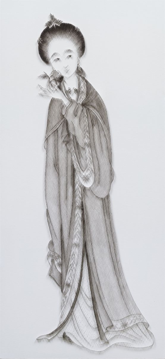 Imitating Lady With Flowers by Qiu Ying Ming Dynasty by Chen Chun-Hao contemporary artwork Painting