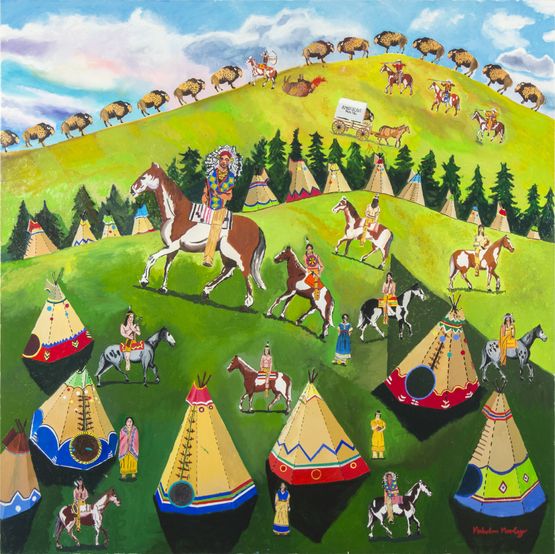 Native American Buffalo Clan by Malcolm Morley contemporary artwork Painting