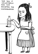 Untitled She Did It Voluntarily by David Shrigley contemporary artwork works on paper drawing
