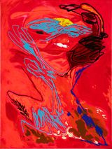 blend in or disappear with red relief by Tom Polo contemporary artwork drawing painting