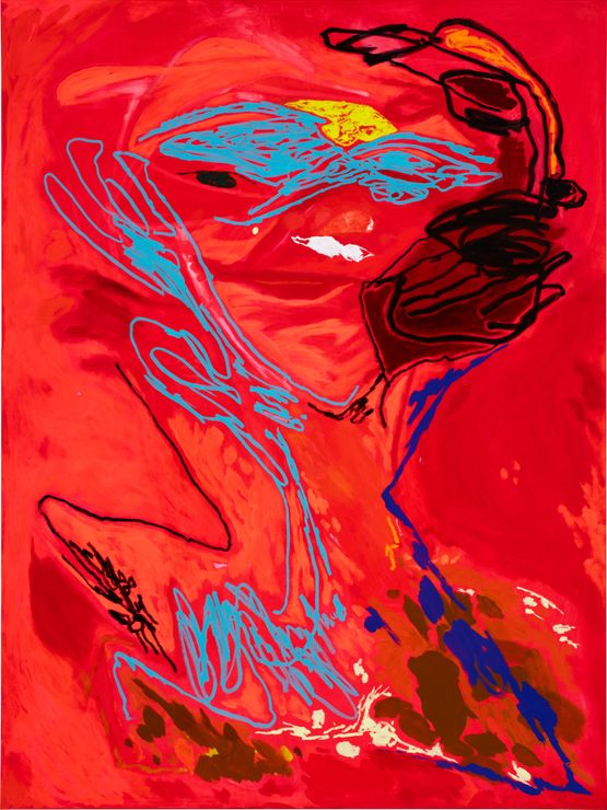 blend in or disappear with red relief by Tom Polo contemporary artwork Painting