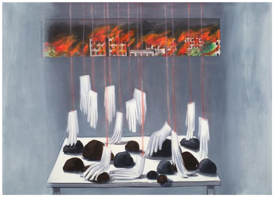 Fiddling by Lisa Milroy contemporary artwork Painting