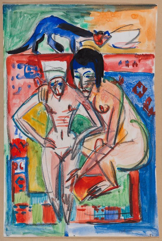 Nackte Frau und Madchen vermutlich Frau Anna Muller by Ernst Ludwig Kirchner contemporary artwork Works on Paper