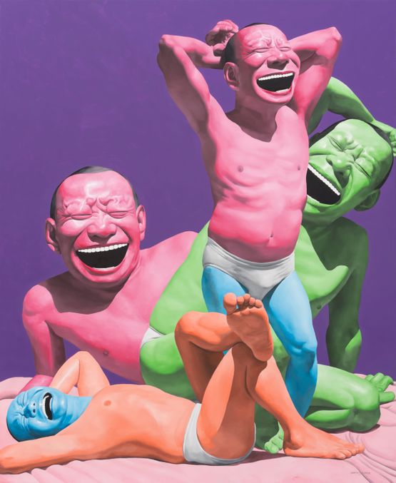 Float by Yue Minjun contemporary artwork Painting