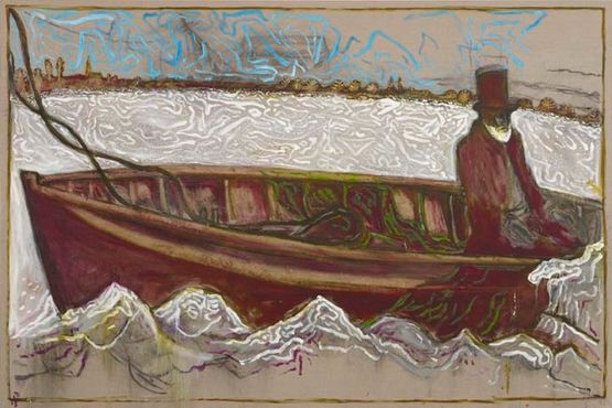 Man on Icy Sea - Ahab by Billy Childish contemporary artwork Painting