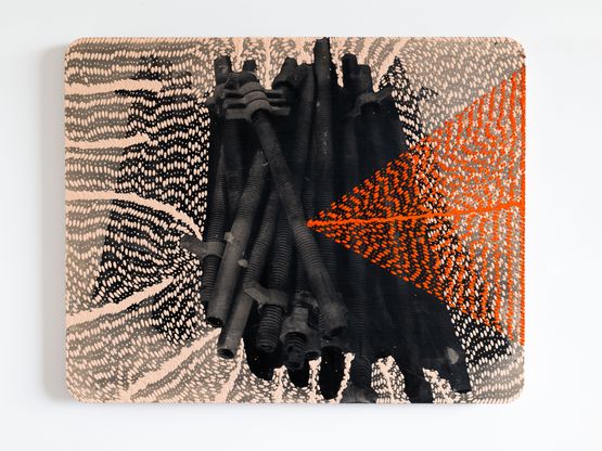 Piles of pipes by Radhika Khimji contemporary artwork Painting