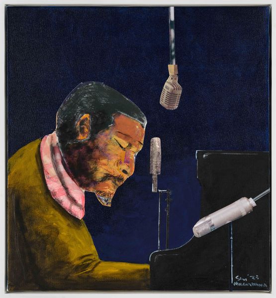 Tribute to Bueki Mseleku by Sam Nhlengethwa contemporary artwork Painting