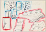 Ordnung von Raumgegenstanden in Blau und Rot by Chris Reinecke contemporary artwork works on paper